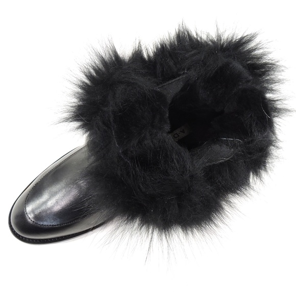 ALESSANDRO DI MARIA 🇮🇹 WOMEN'S BLACK LEATHER & FUR WINTER FASHION BOOTIE - Picture 7 of 8